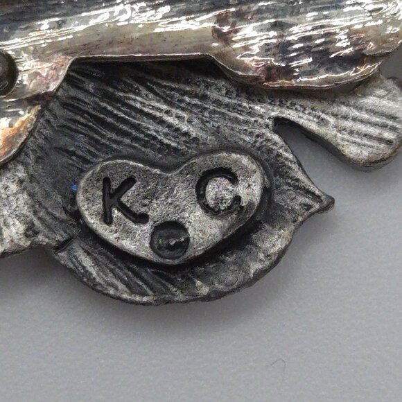 KC Brooch Silver Tone Blue Rhinestone Snowman Snowflake Winter Holiday Christmas - Picture 12 of 12